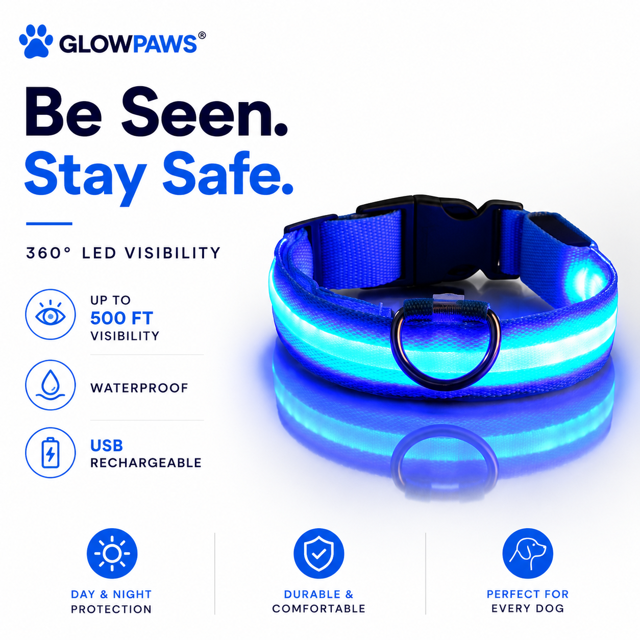 Collar Led - 360° visibility — paws and neck